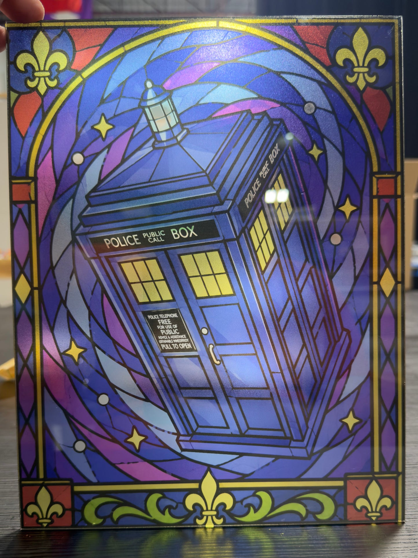 Time Traveler Inspired Sci-Fi Stained Glass Print | Futuristic Cosmic Wall Art