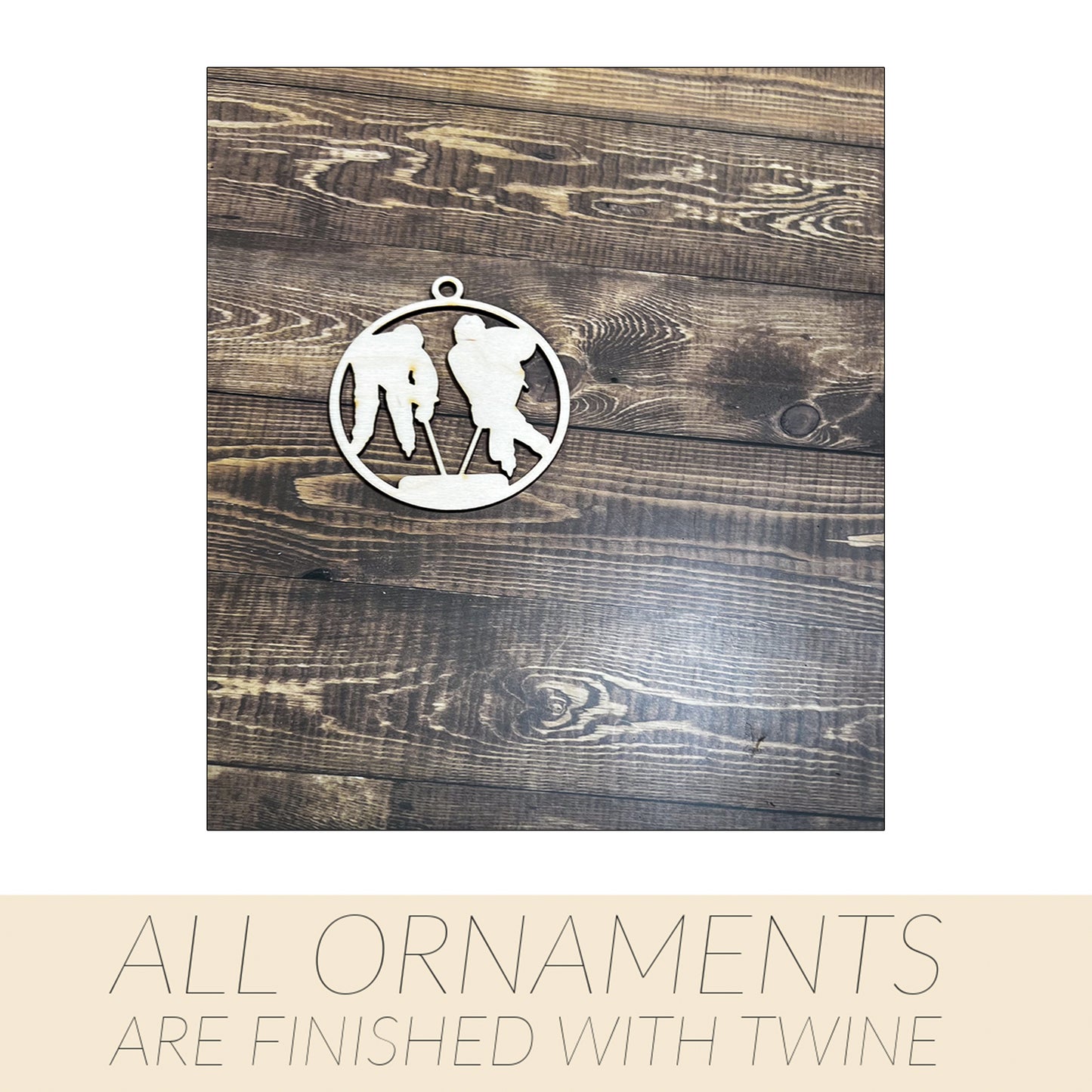 Hockey Wooden Sports Ornament, Sports Ornament, Engraved Ornament, Laser Engraved Wood Ornament