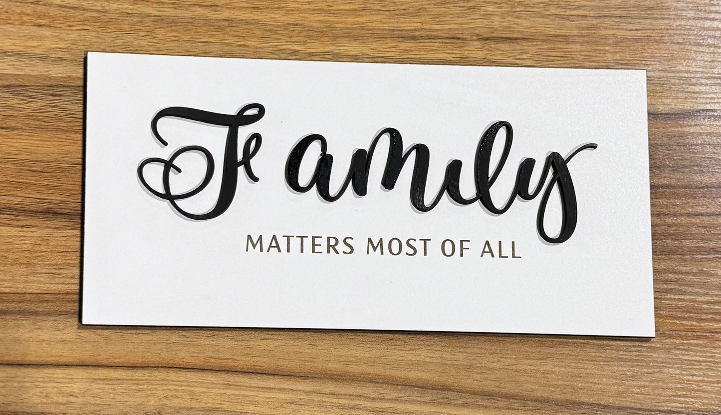 a piece of paper that says family matters most of all