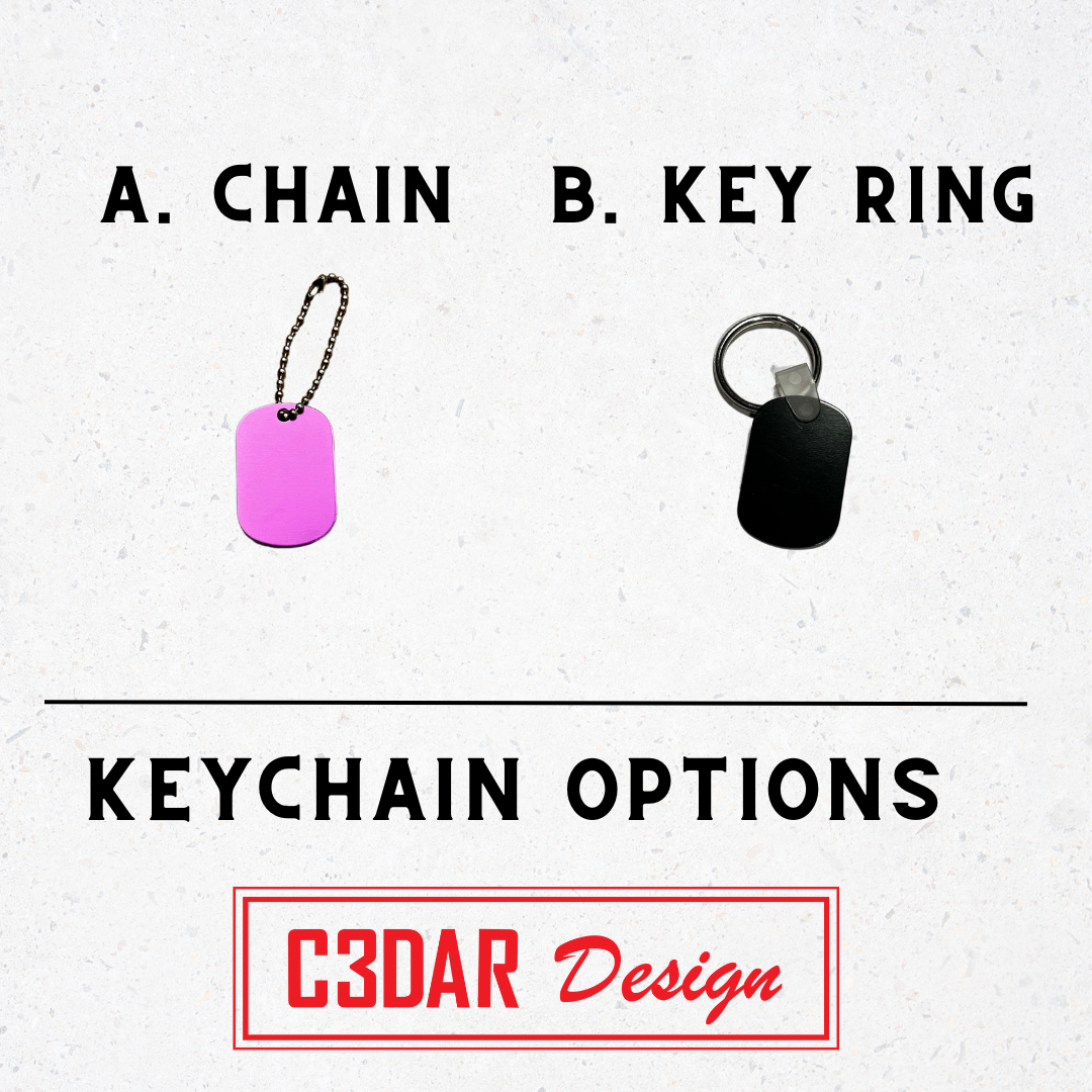 a chain, key ring, and keychain options on a white background