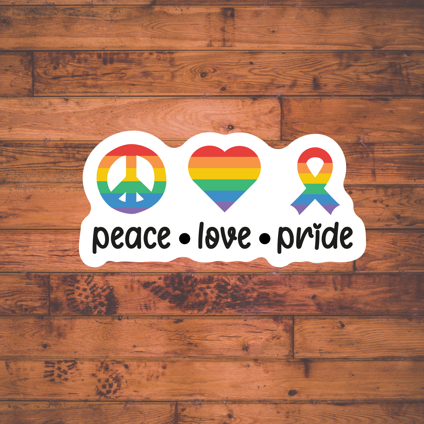 Peace Love Pride Sticker | Vinyl sticker | laptop sticker | Pride Sticker