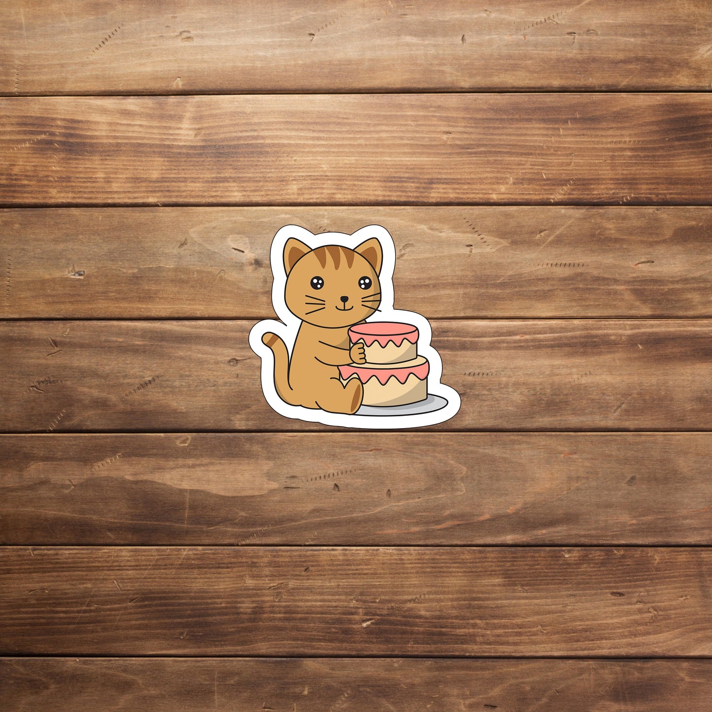 Cute Cat Birthday Sticker ()  Sticker,  Vinyl sticker, laptop sticker, Tablet sticker
