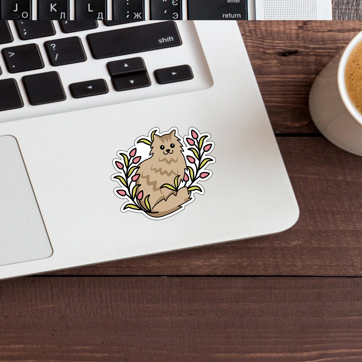 Garden Cat With Flower For Sticker 0