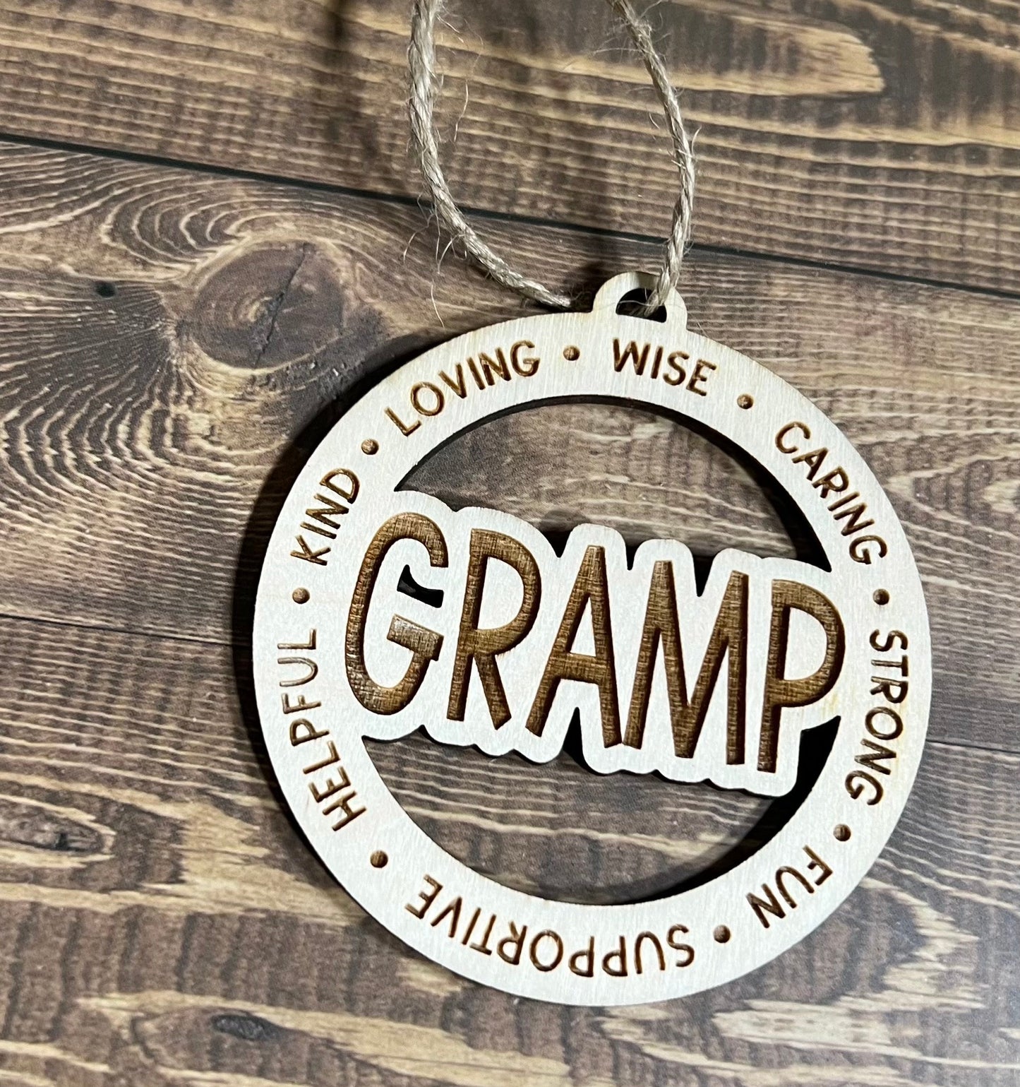 GRAMP Ornaments ,Personalized Ornament,  Wooden Family Ornament ,  Laser Engraved Wood Ornament
