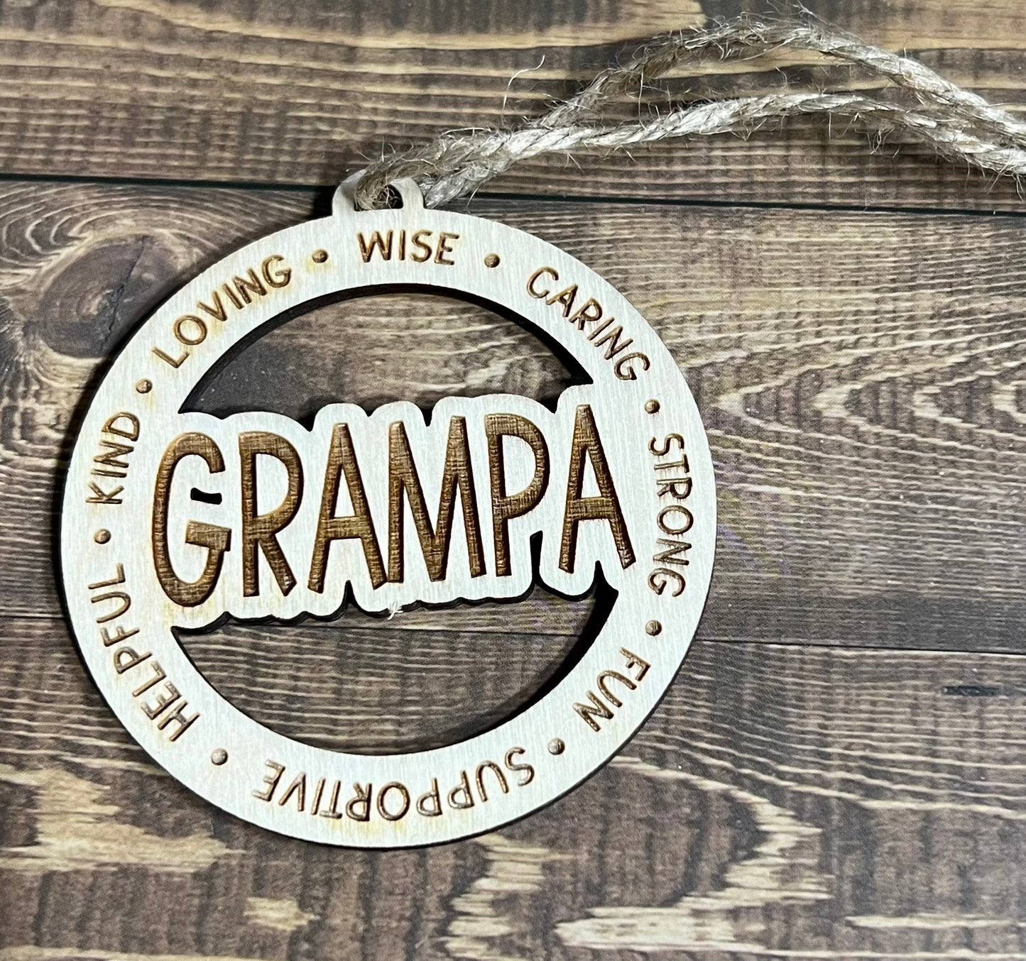 GRAMPA Ornaments |Personalized Ornament|  Wooden Family Ornament |  Laser Engraved Wood Ornament