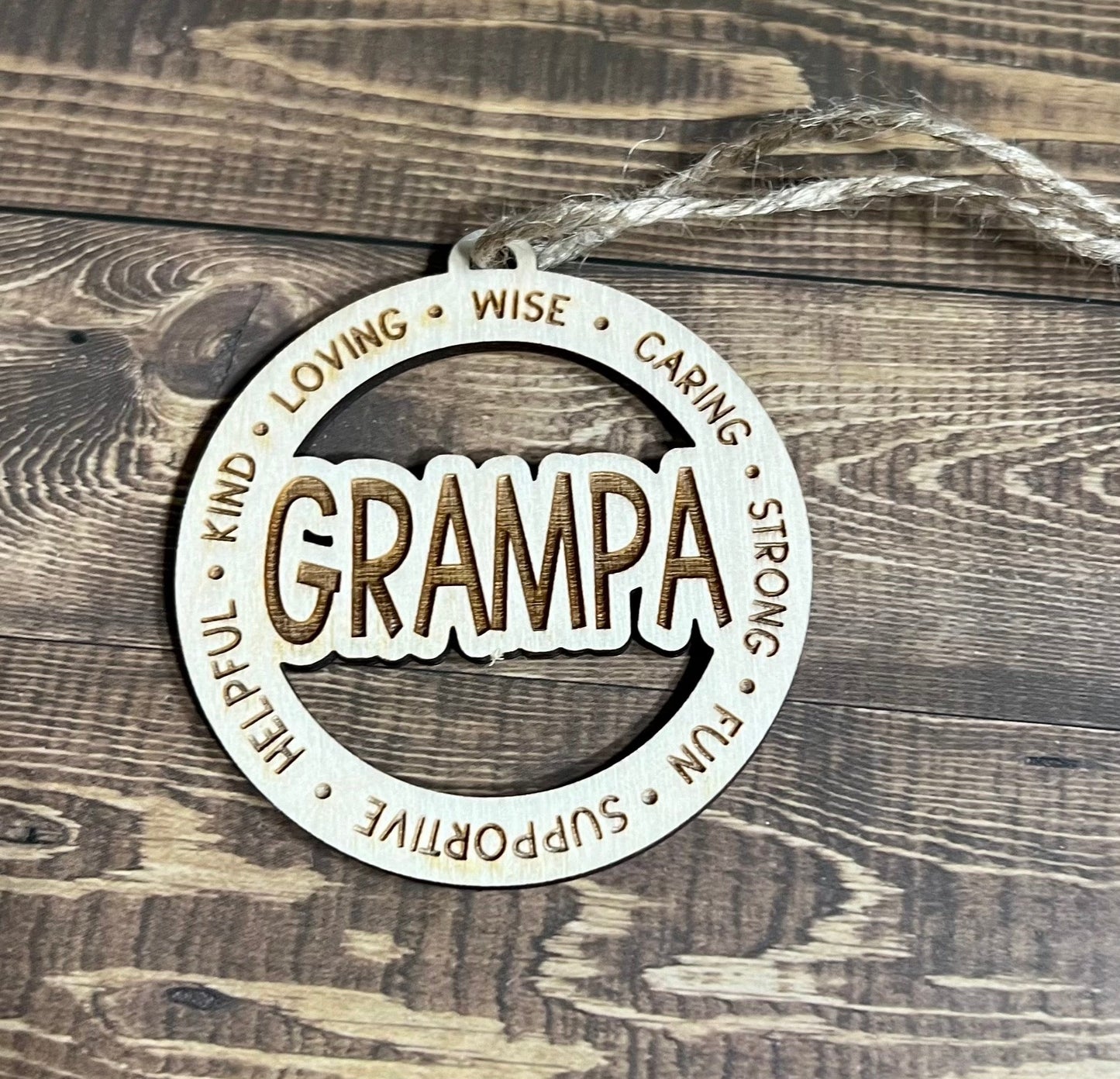 GRAMPA Ornaments |Personalized Ornament|  Wooden Family Ornament |  Laser Engraved Wood Ornament