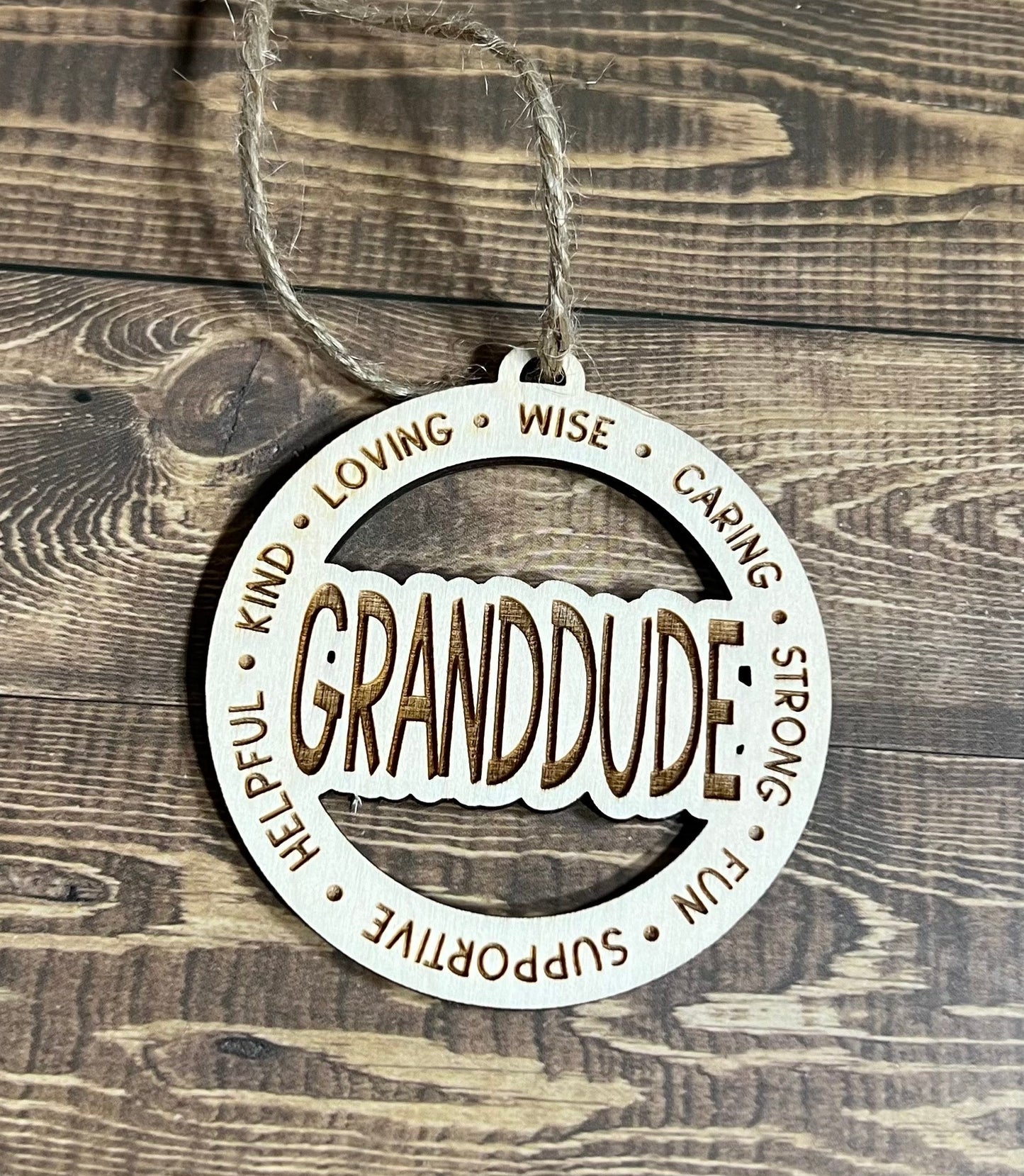 GRANDDUDE Ornaments |Personalized Ornament|  Wooden Family Ornament |  Laser Engraved Wood Ornament