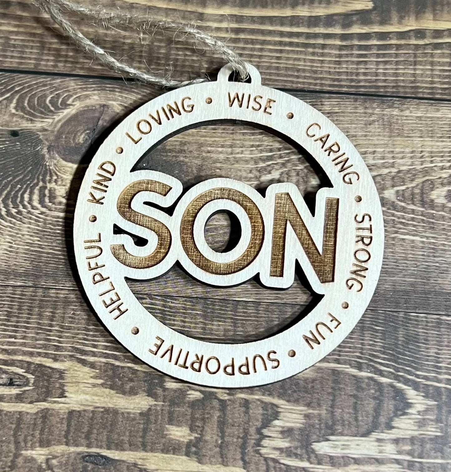 SON Ornaments |Personalized Ornament|  Wooden Family Ornament |  Laser Engraved Wood Ornament