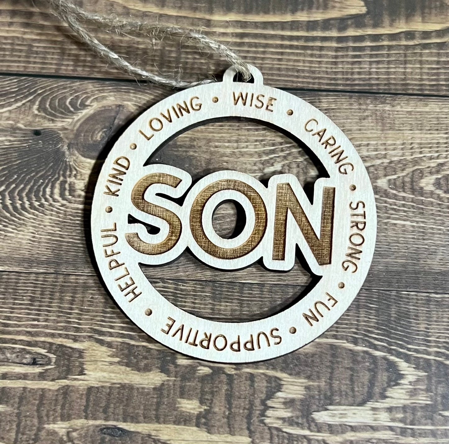 SON Ornaments |Personalized Ornament|  Wooden Family Ornament |  Laser Engraved Wood Ornament