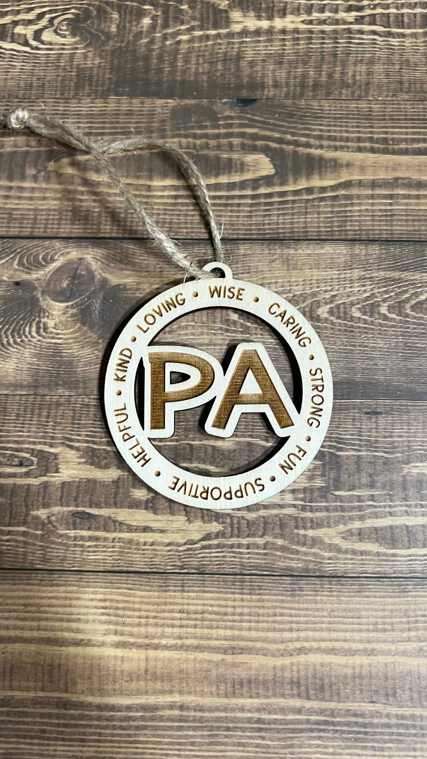 PA Ornaments |Personalized Ornament|  Wooden Family Ornament |  Laser Engraved Wood Ornament