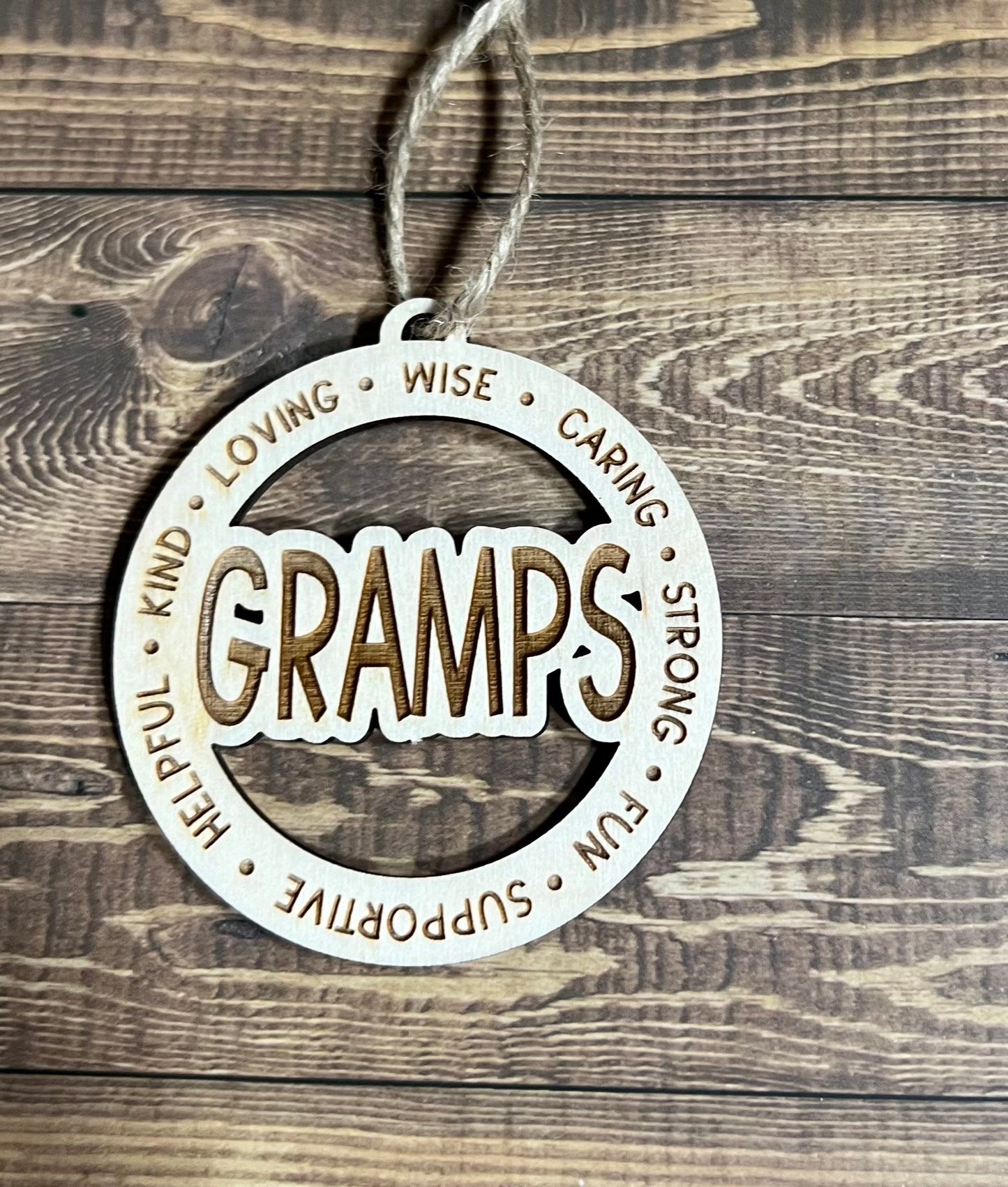 GRAMPS Ornament ,Personalized Ornament,  Wooden Family Ornament ,  Laser Engraved Wood Ornament