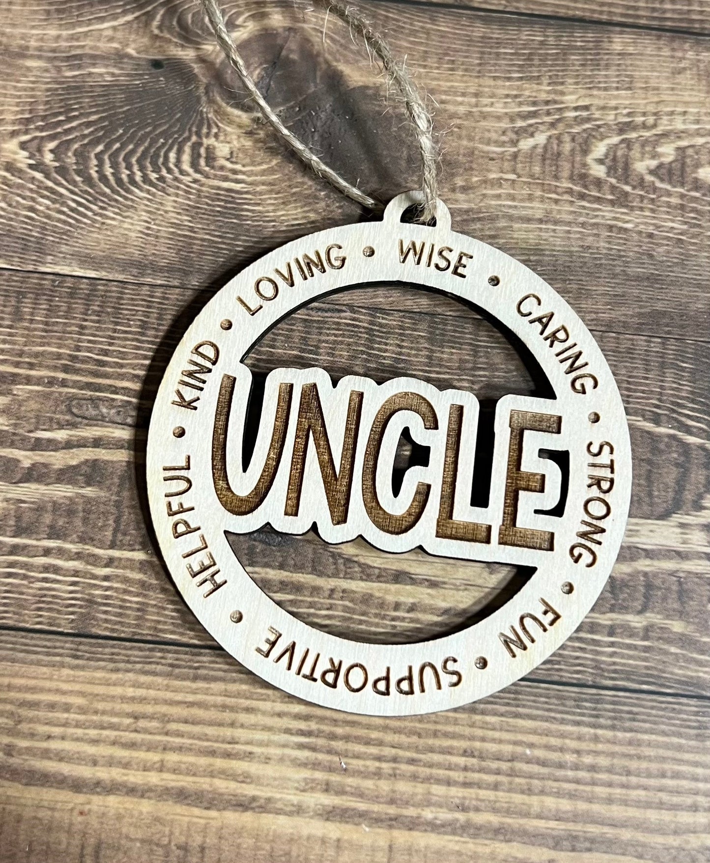 UNCLE Ornament |Personalized Ornament|  Wooden Family Ornament |  Laser Engraved Wood Ornament