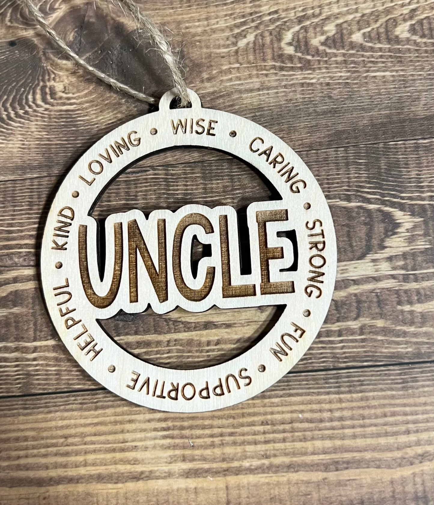 UNCLE Ornament |Personalized Ornament|  Wooden Family Ornament |  Laser Engraved Wood Ornament
