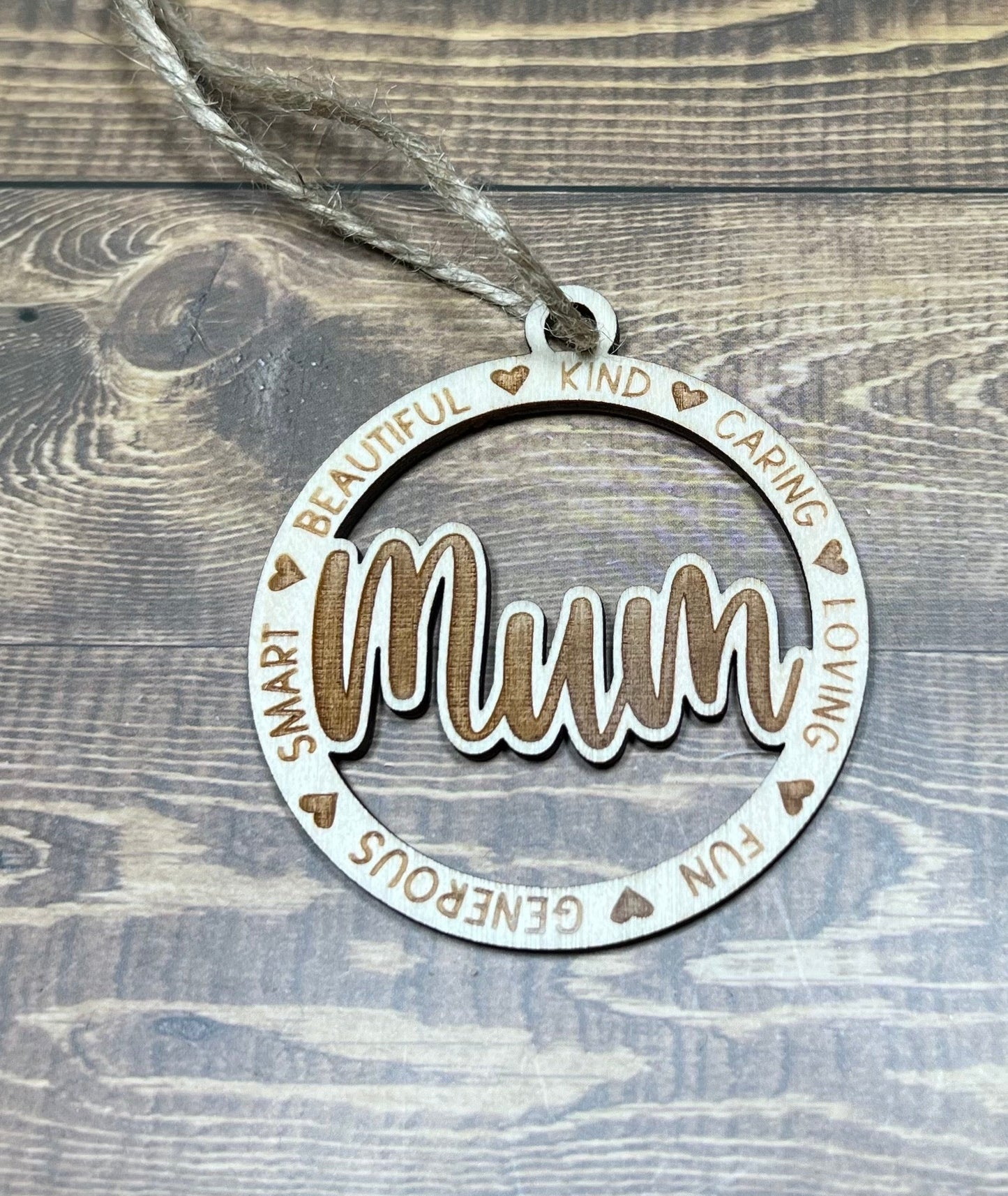 Mum Ornament |Personalized Ornament|  Wooden Family Ornament |  Laser Engraved Wood Ornament