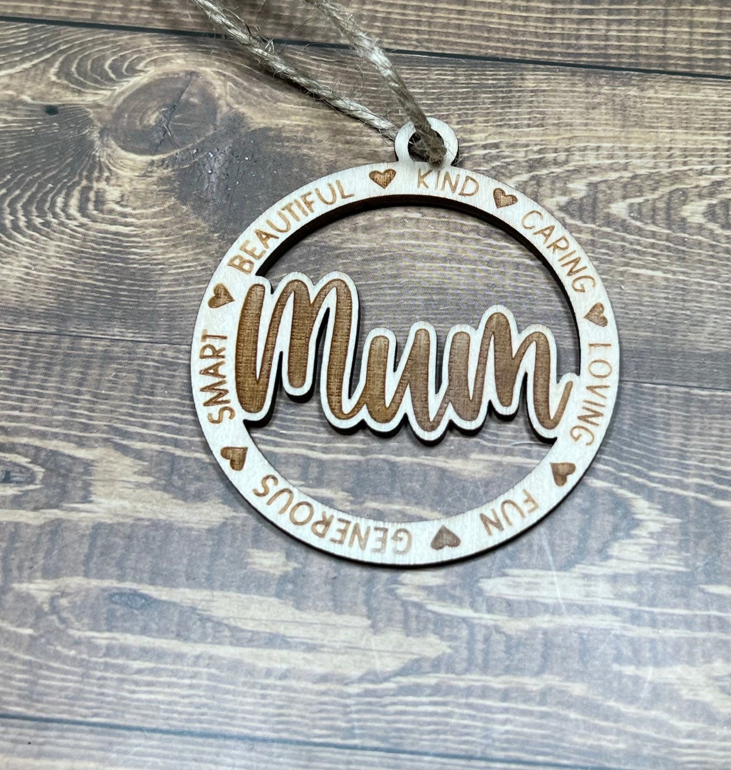 Mum Ornament |Personalized Ornament|  Wooden Family Ornament |  Laser Engraved Wood Ornament