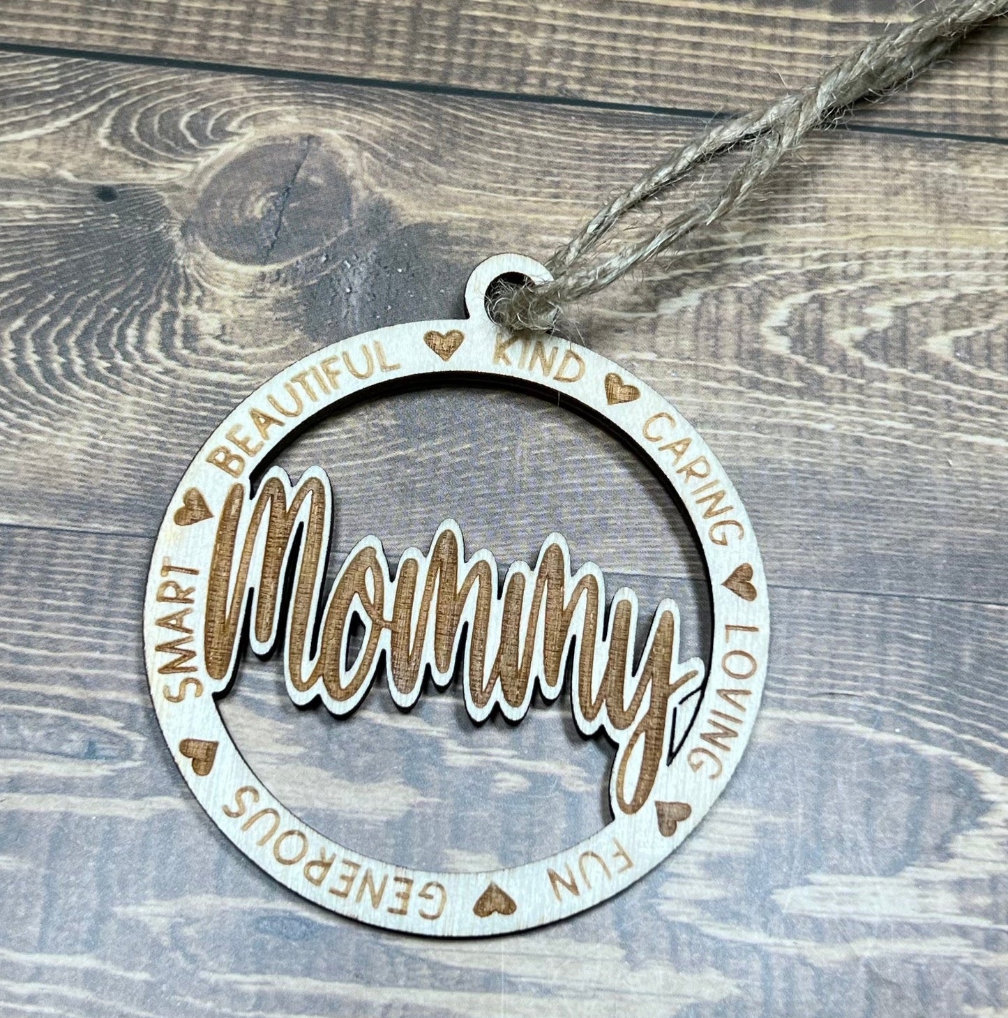 Mommy Ornament |Personalized Ornament|  Wooden Family Ornament |  Laser Engraved Wood Ornament