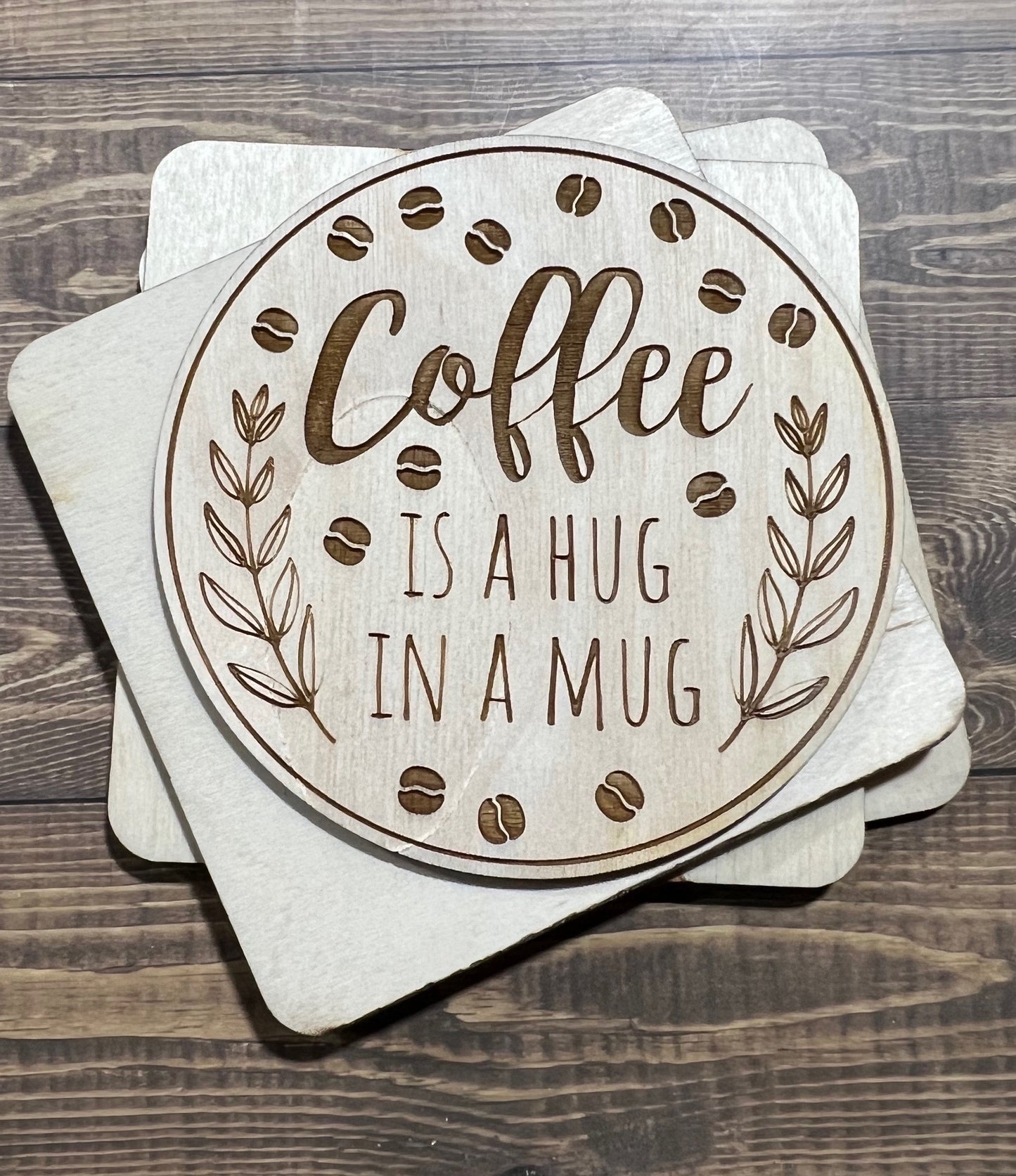 Coffee Coaster, Engraved Wood Coaster Set, Home Decor, Baltic Birch, Coasters,