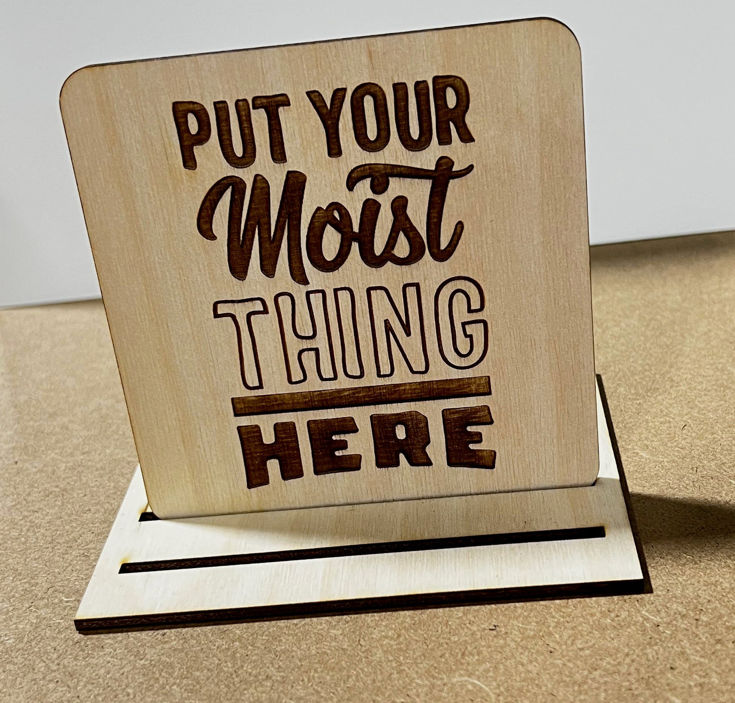 Put your Moist Thing Here Coaster, Engraved Wood Coaster Set, Home Decor, Baltic Birch, Coasters,
