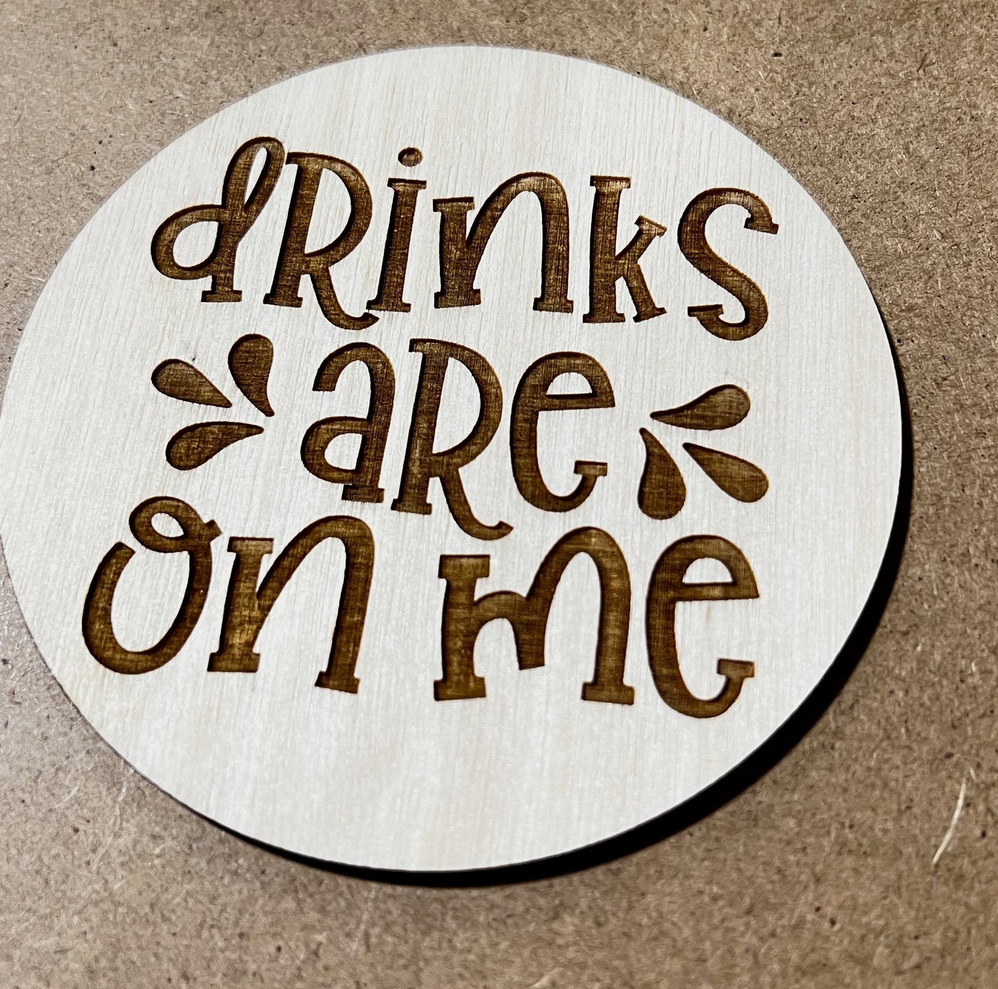Drinks Are on Me Coaster, Engraved Wood Coaster Set, Home Decor, Baltic Birch, Coasters,