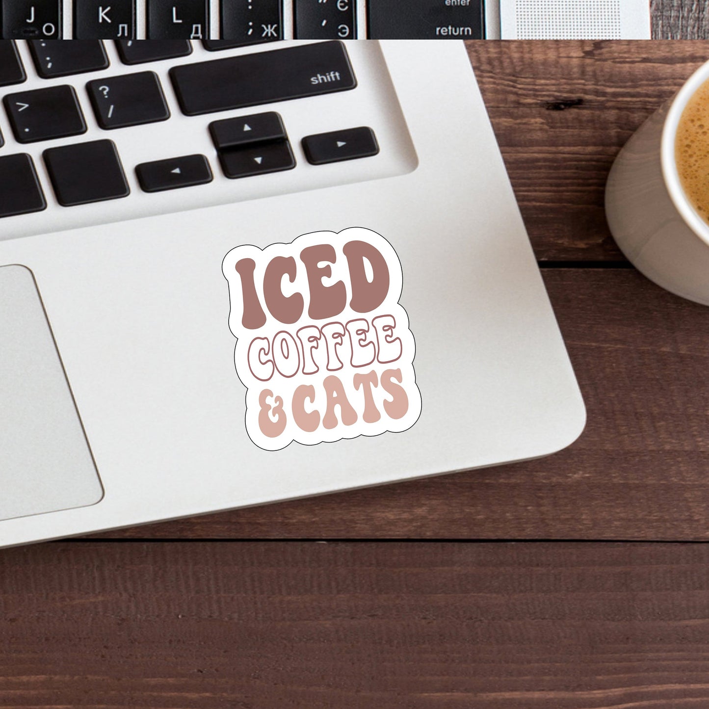 Iced Coffee and Cats Sticker,  Vinyl sticker, laptop sticker, Tablet sticker