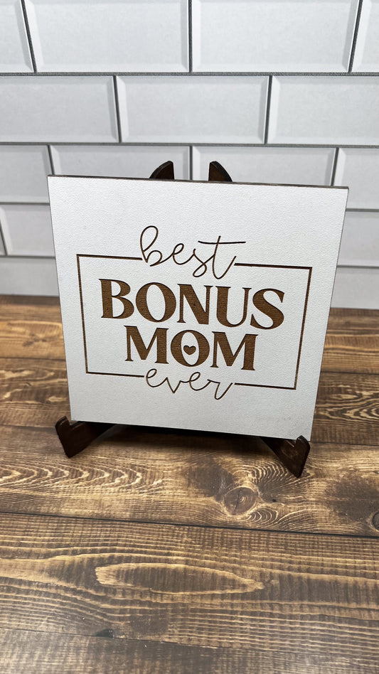 Best Bonus Mom  "5x5 " sign, Scrabble Tile, Wall Art