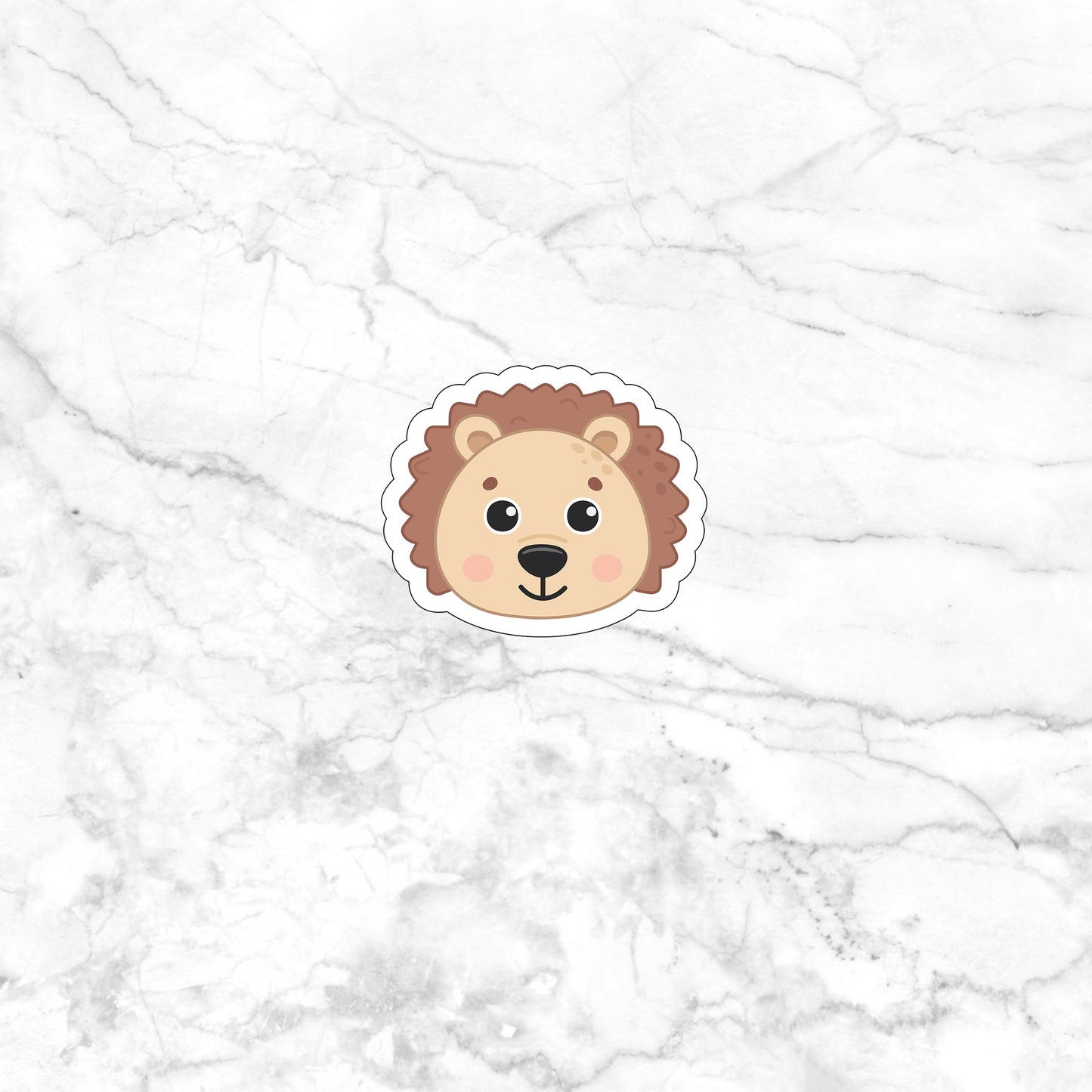 a sticker of a lion on a marble surface