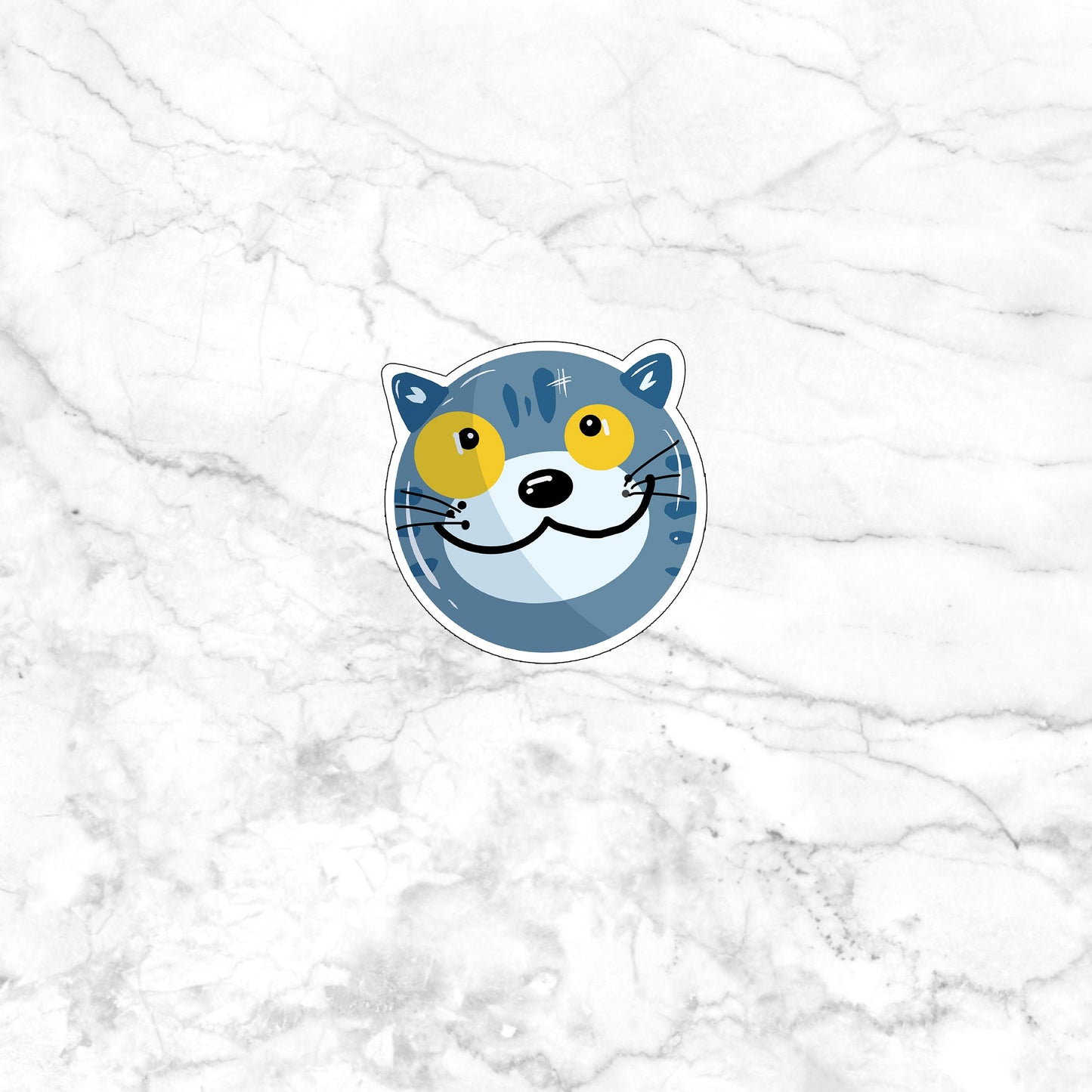 grey and white Funny Cat Sticker