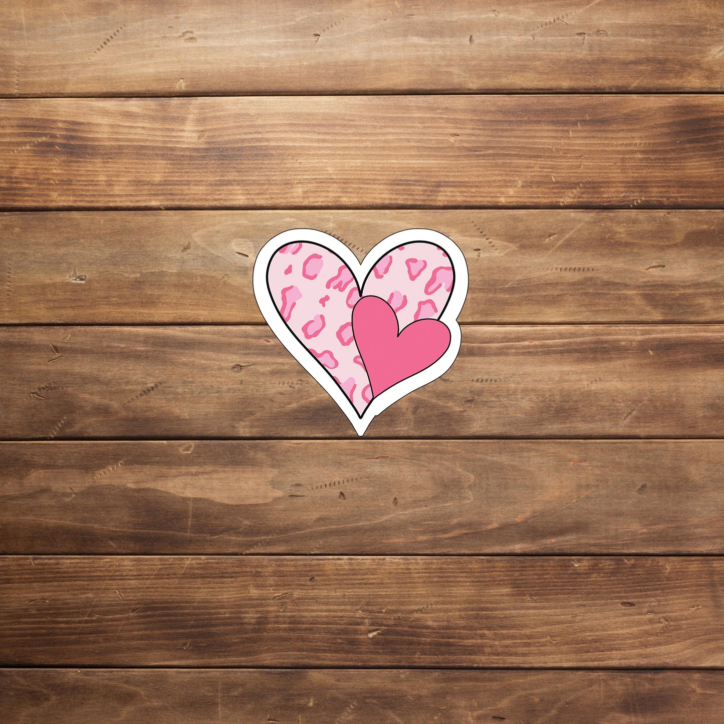 hearts_pink leopard Sticker