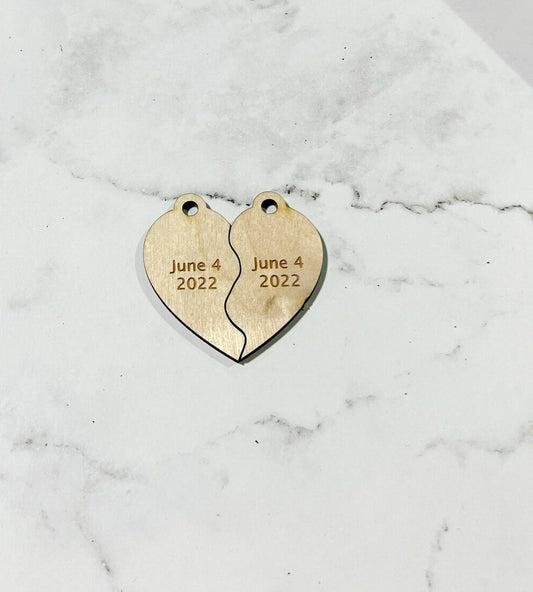 Split Heart Laser Engraved Keychain ,  Laser Engraved Keychain , bag tag , gift for her , gift for him ,