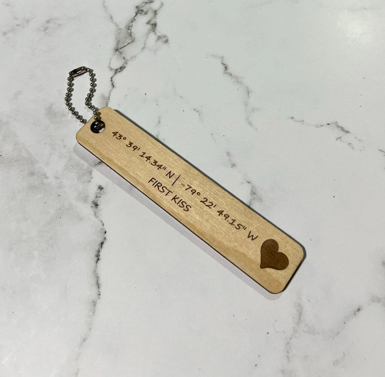 Special Coordinate Keychain , Wooden Keychain , Laser Engraved , Gift for him, Husband , Wife , Daughter , Couple Keychain