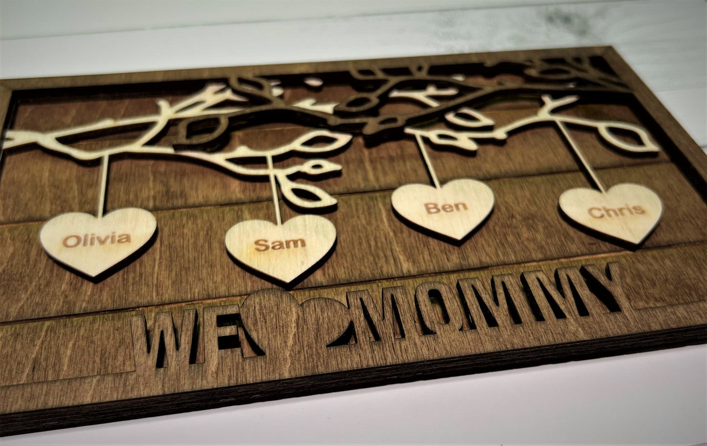 Personalized Wood Sign | Mother's Day Sign | Gift for Her, mom, Maman | Family Heart Tree