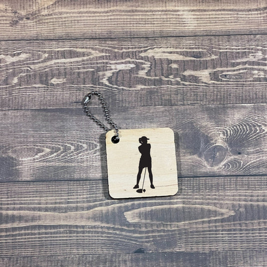 Female Golfer Keychain |  Laser Engraved Keychain | bag tag | gift for her | gift for him | team gift