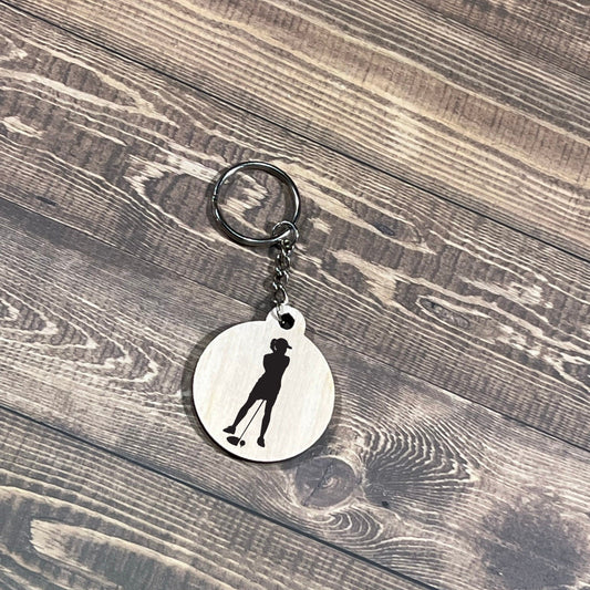 Female Golfer Keychain |  Laser Engraved Keychain | bag tag | gift for her | gift for him | team gift