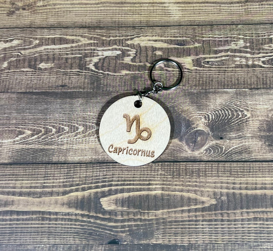 Capricorn Keychain ,  Laser Engraved Keychain , bag tag , gift for her , gift for him , Zodiac Keychain