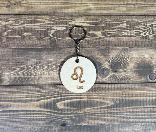 Leo Keychain ,  Laser Engraved Keychain , bag tag , gift for her , gift for him , Zodiac Keychain ,