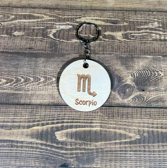Scorpio Keychain ,  Laser Engraved Keychain , bag tag , gift for her , gift for him , Horoscope Keychain , Taurus Gift